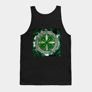 Green Celtic Shield Knot on Marble Tank Top